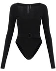 Norma Kamali belted long-sleeved bodysuit