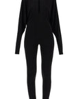 Norma Kamali black slim fit long sleeve v neck jumpsuit