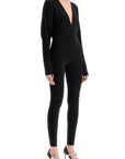 Norma Kamali black slim fit long sleeve v neck jumpsuit