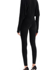 Norma Kamali black slim fit long sleeve v neck jumpsuit