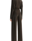 Norma Kamali dark green long sleeve v-neck jumpsuit