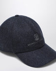 Brunello Cucinelli Grey-blue wool baseball cap
