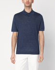 Brunello Cucinelli Dark blue short-sleeved polo shirt