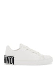 Moschino leather sneakers with rubber logo detail.