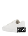 Moschino leather sneakers with rubber logo detail.