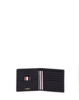 Thom Browne compact black pebble grain leather wallet with fold closure