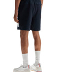 Thom Browne navy combo mid thigh ripstop and wool shorts