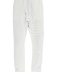 Thom Browne white cotton sweatpants with 4 stripes