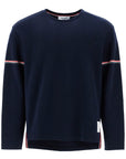 Thom Browne blue cotton rugby t-shirt with red and white stripe