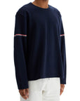 Thom Browne blue cotton rugby t-shirt with red and white stripe