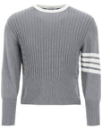 Thom Browne placed baby cable 4-bar cotton sweater