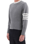 Thom Browne placed baby cable 4-bar cotton sweater