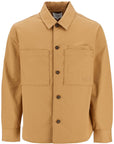 Maison Kitsune minimalist beige chino cotton shirt with buttons and applied pockets