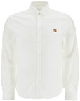 Maison Kitsune men's white cotton shirt with fox embroidery