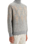 Brunello Cucinelli geometric jacquard turtleneck sweater