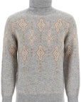 Brunello Cucinelli geometric jacquard turtleneck sweater