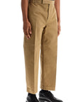 Thom Browne camel cotton chino pants with tricolor ribbon