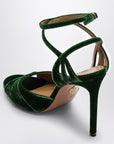 Aquazzura High dark green velvet sandal