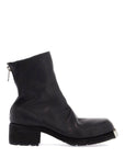 Guidi black horse leather boots with side zip and metal insert