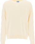 Off-White sweater with embossed diagonal motif