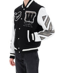 Off-White lea varsity bomber jacket