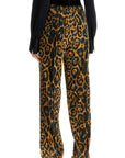 Tom Ford wide leg leopard print silk pants in camel and black