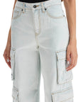 Self-Portrait Self Portrait washed denim cargo jeans in