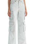 Self-Portrait Self Portrait washed denim cargo jeans in