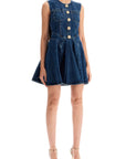 Self Portrait 'mini denim dress with jewel buttons'