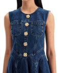 Self Portrait 'mini denim dress with jewel buttons'