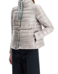 HERNO short puffer jacket in ice blue nylon with metal buttons