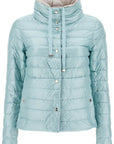 HERNO short puffer jacket in ice blue nylon with metal buttons