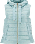 HERNO light blue quilted nylon gilet with hood