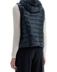 HERNO men's dark blue polyamide gilet with hood