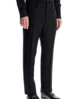 Tom Ford regular fit black wool and silk trousers