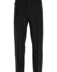 Tom Ford regular fit black wool and silk trousers