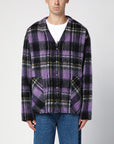 Palm Angels Over shirt in violet check wool