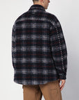 Palm Angels Over shirt in navy check wool with studs