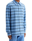 Marni light blue cotton turtleneck polo with horizontal stripes