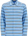 Marni light blue cotton turtleneck polo with horizontal stripes