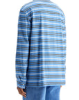 Marni light blue cotton turtleneck polo with horizontal stripes