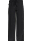 HERNO wide leg high waist black satin trousers for women