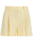 Blaze Milano light yellow high-waisted linen shorts