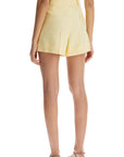 Blaze Milano light yellow high-waisted linen shorts