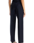 Blaze Milano navy blue virgin wool and mohair high-waisted pants