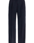 Blaze Milano navy blue virgin wool and mohair high-waisted pants