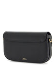 A.P.C. elegant black leather clutch with shoulder strap and gold chain