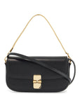 A.P.C. elegant black leather clutch with shoulder strap and gold chain