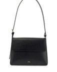 A.P.C. minimalist black leather women's bag with shoulder strap and flap closure