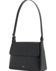 A.P.C. minimalist black leather women's bag with shoulder strap and flap closure